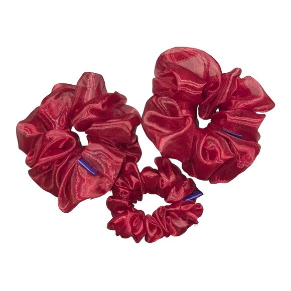 Small elegant organza red scrunchie for special occasions weddings, anniversary - Picture 4 of 4